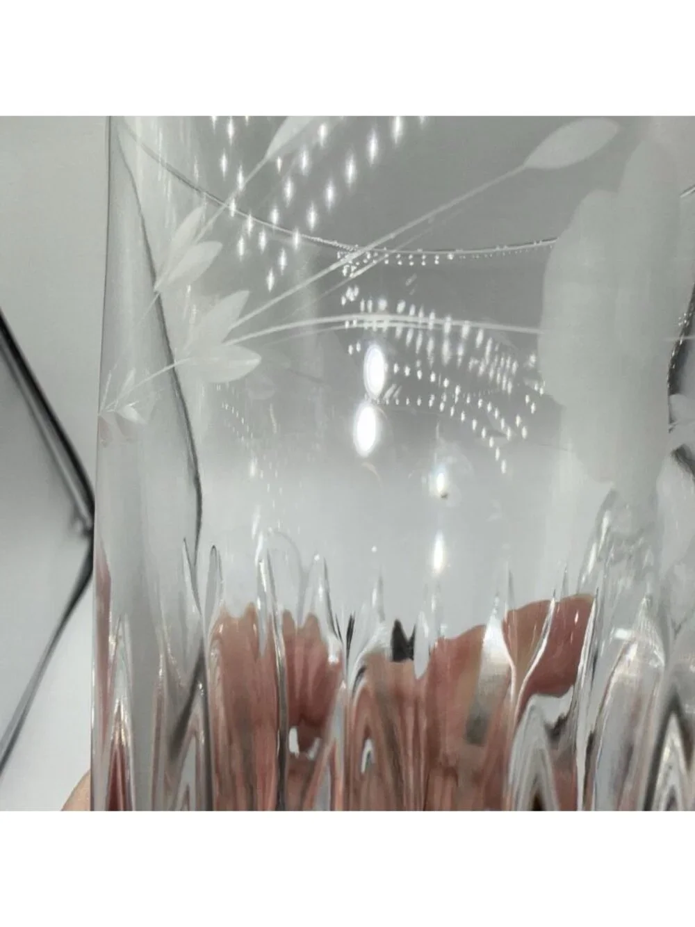 Princess House Heritage 12oz Flat Tumbler Clear Floral Cut Etched Glass Set of 4